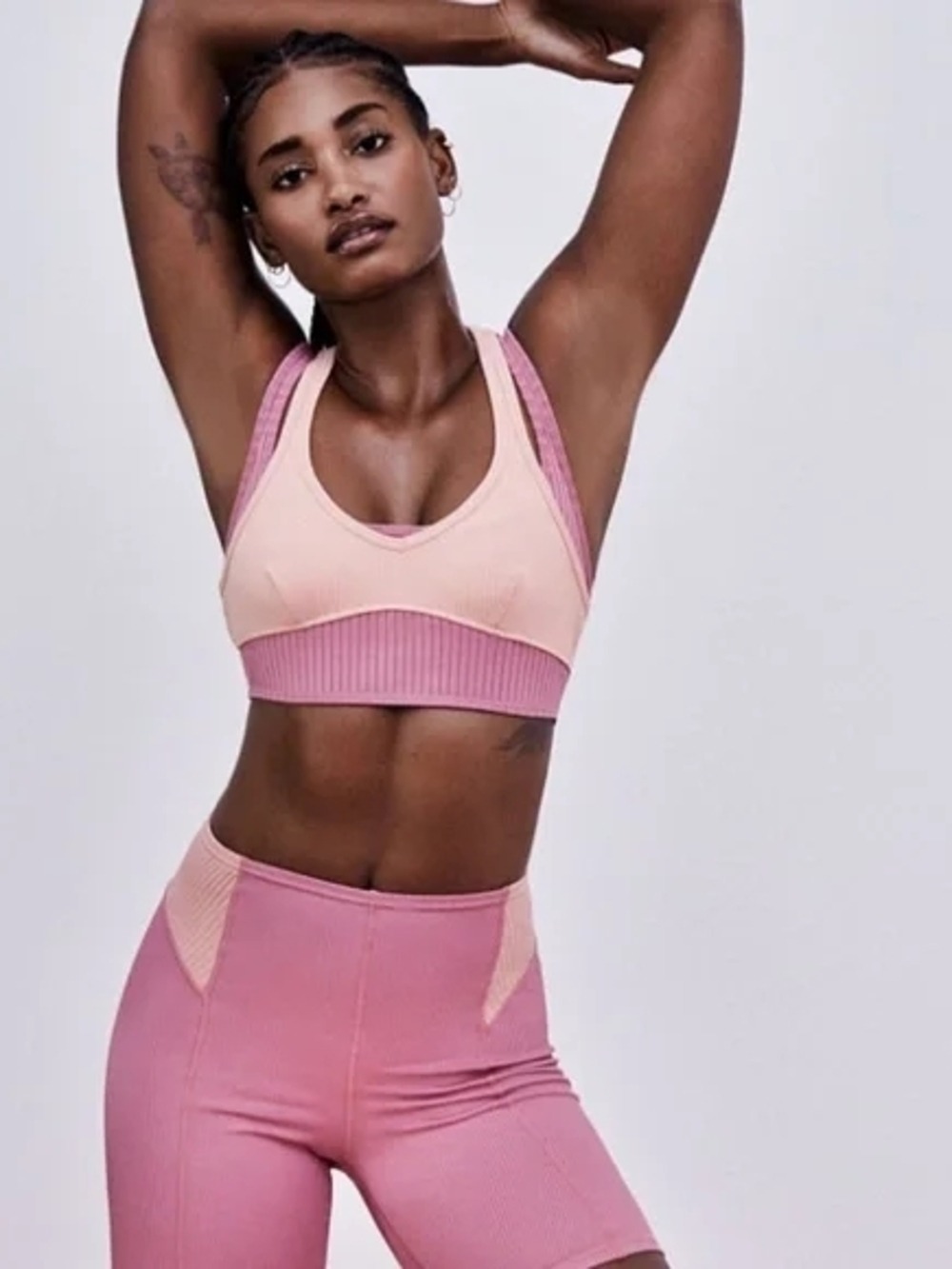 For Love & Lemons Romy Two-Tone Pink Sports Bra
